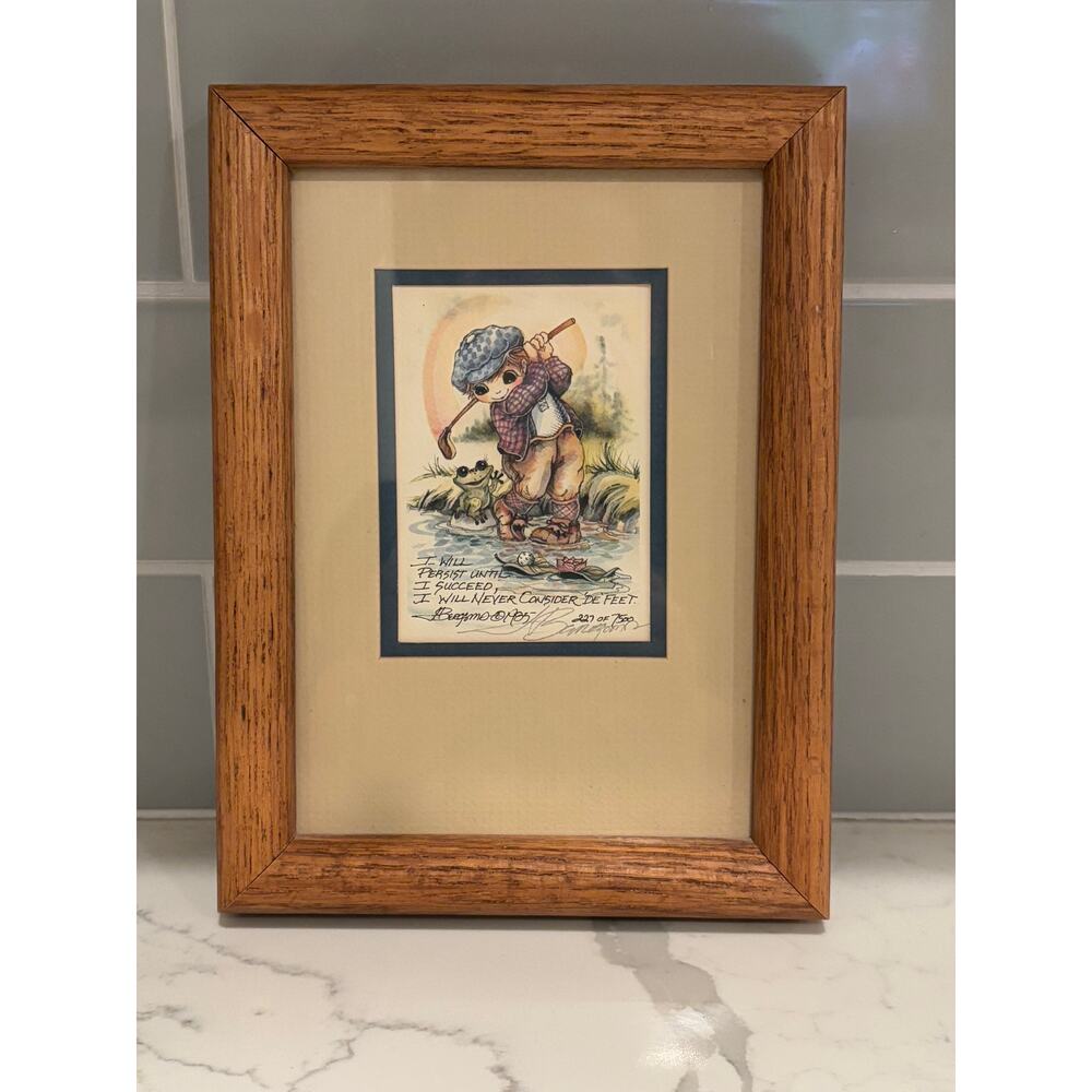 VTG Rare 1985 Bergsma Signed Numbered 227/7500 Matted‎ Framed Golf Inspirational